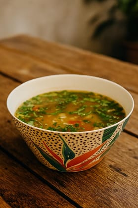 ECOCASK Bamboo Curry Bowl | Eco-Friendly Serving Bowl for Indian Meals | Handmade Organic Tableware