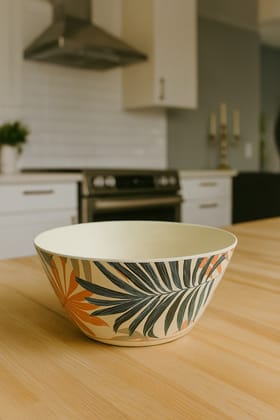 ECOCASK Bamboo Curry Bowl B | Eco-Friendly Serving Bowl for Indian Meals | Handmade Organic Tableware