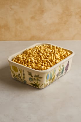 ECOCASK Bamboo Floral Pattern Food Storage Container, Decorative Rectangular Serving Bowl