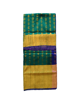 Elegant Peacock Green Uppada Pattu Saree with All Over Buttis