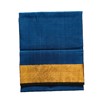Elegant Blue Uppada Pattu Saree with Luxurious Golden Border - Traditional & Festive Wear