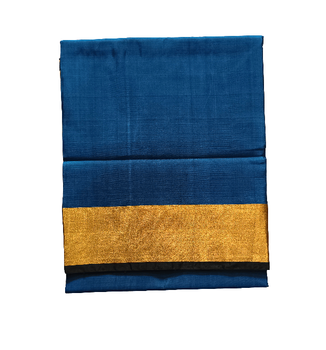 Elegant Blue Uppada Pattu Saree with Luxurious Golden Border - Traditional & Festive Wear