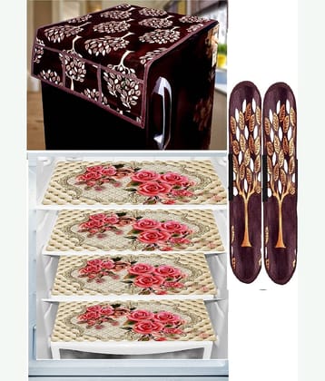 Sanraksshan PVC Floral Fridge Mat & Cover ( 40 30 ) Pack of 7 - Multicolor