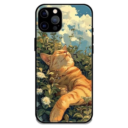 Garfield - Glossy Metal Silicone Case For Apple iPhone Models-Apple iPhone 12 Pro Max