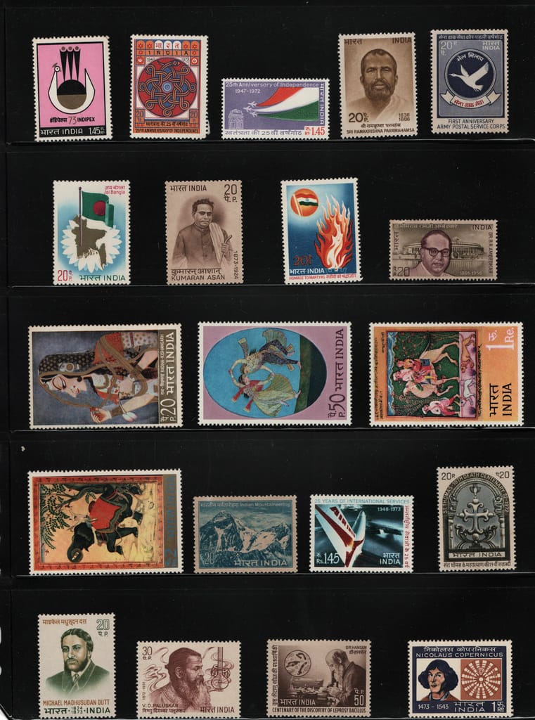 Shobhaphila's Indian MNH Commemorative Year pack Stamps of 1973 (34 stamps)