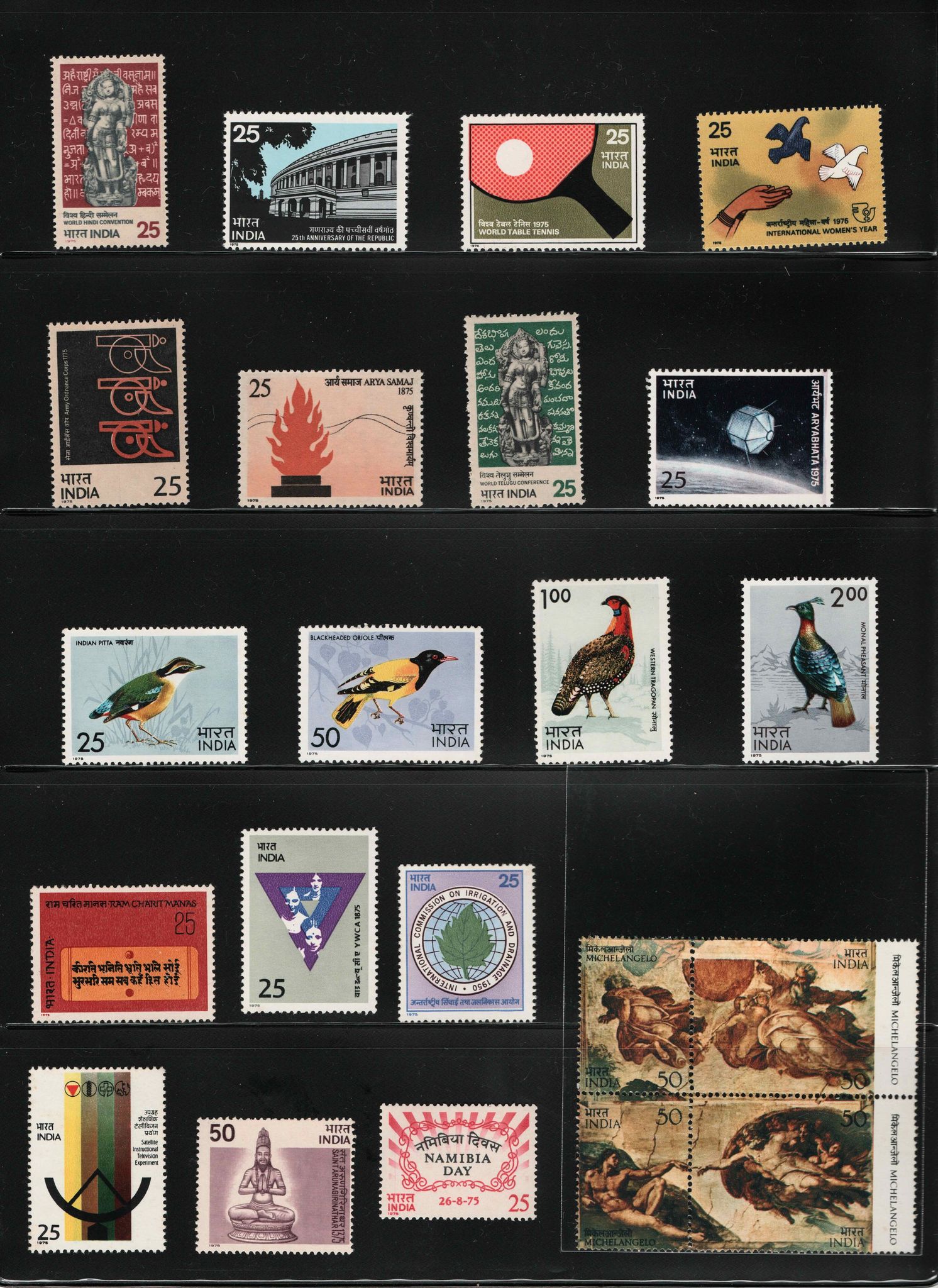 Shobhaphila's Indian MNH Commemorative Year Pack Stamps of 1975 ( 43 Stamps)