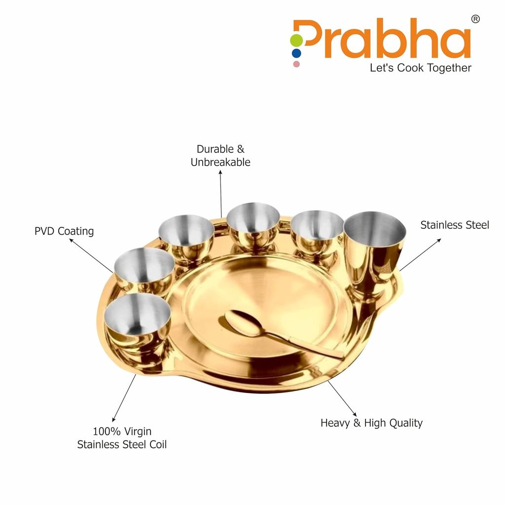 Prabha High Grade Stainless Steel Rajwada Thali Dinner Set, Bhojan Thal, Durable for Long Term, Special for Guest