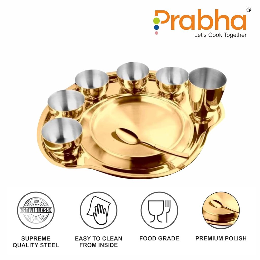 Prabha High Grade Stainless Steel Rajwada Thali Dinner Set, Bhojan Thal, Durable for Long Term, Special for Guest