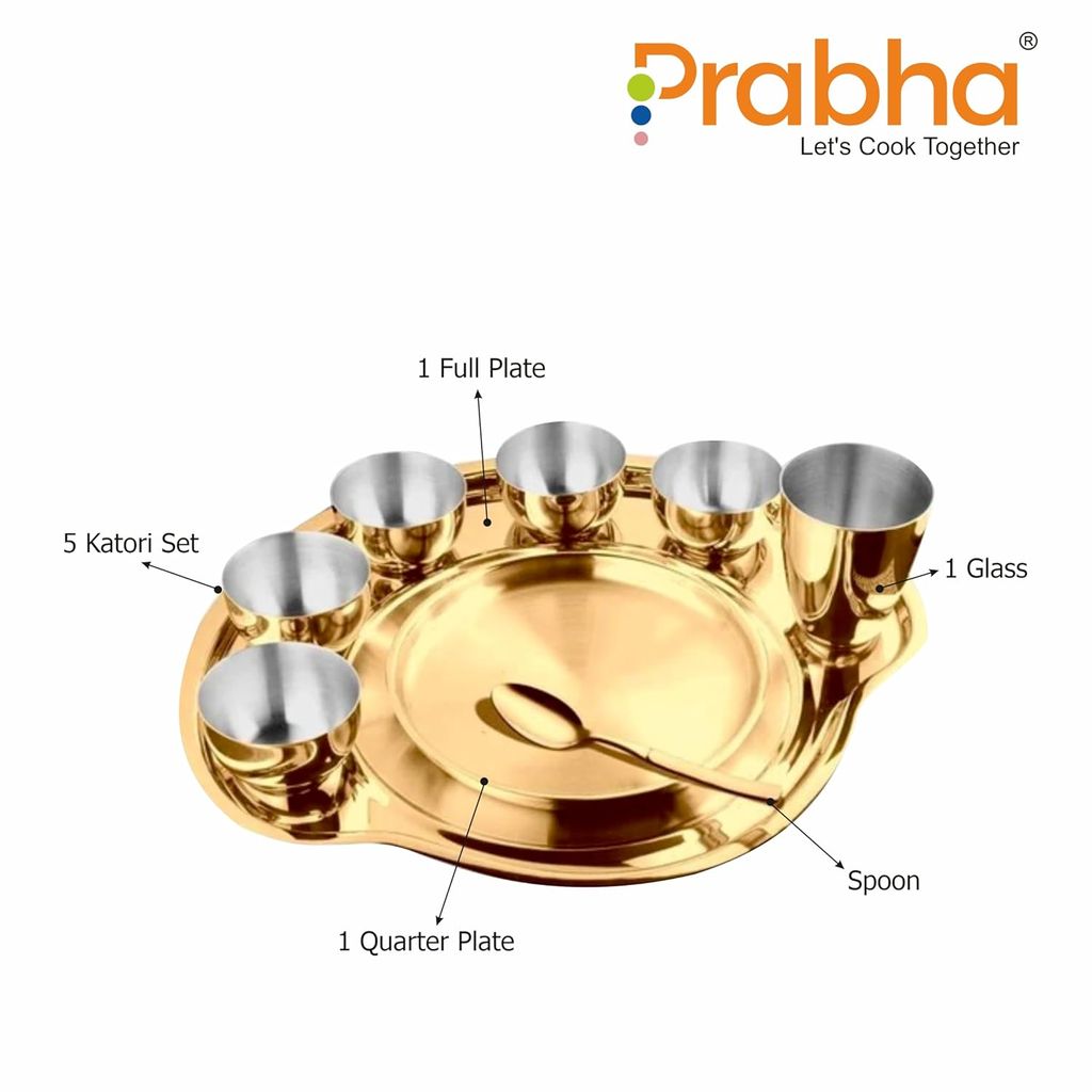 Prabha High Grade Stainless Steel Rajwada Thali Dinner Set, Bhojan Thal, Durable for Long Term, Special for Guest