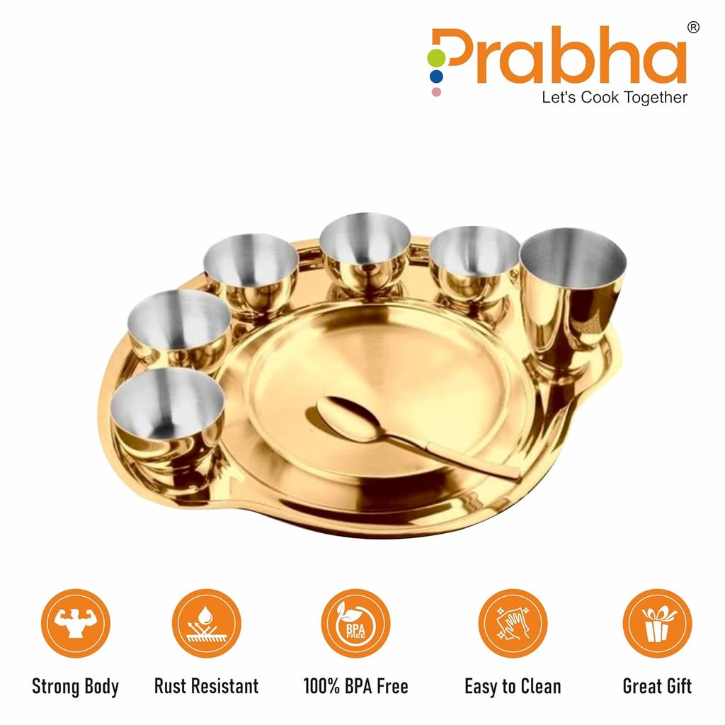 Prabha High Grade Stainless Steel Rajwada Thali Dinner Set, Bhojan Thal, Durable for Long Term, Special for Guest