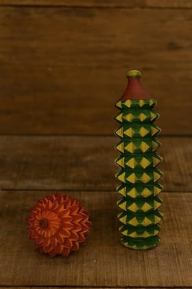 ECOCASK Wooden Acupressure Massage Roller Combo | Hand & Foot Therapy with Ball | Set of 2 Natural Body Massagers