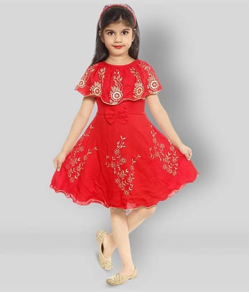 JCT DRESSES Cotton Blend Frock For Girls ( Pack of 1 , Red )