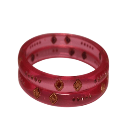 NLR URBAN Charming Pink & Gold Acrylic Bangles Set | Traditional Indian Women's Jewelry