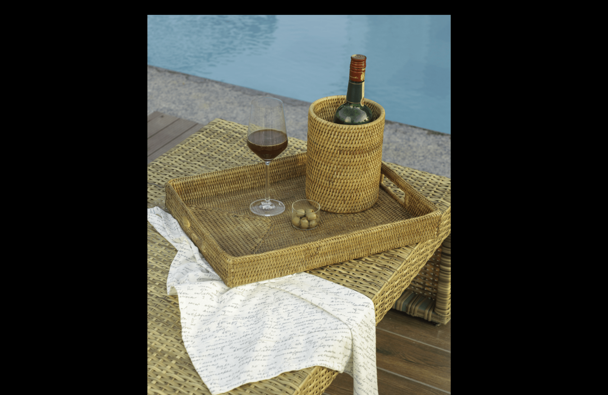 Rattan Drinks Tray set of 2