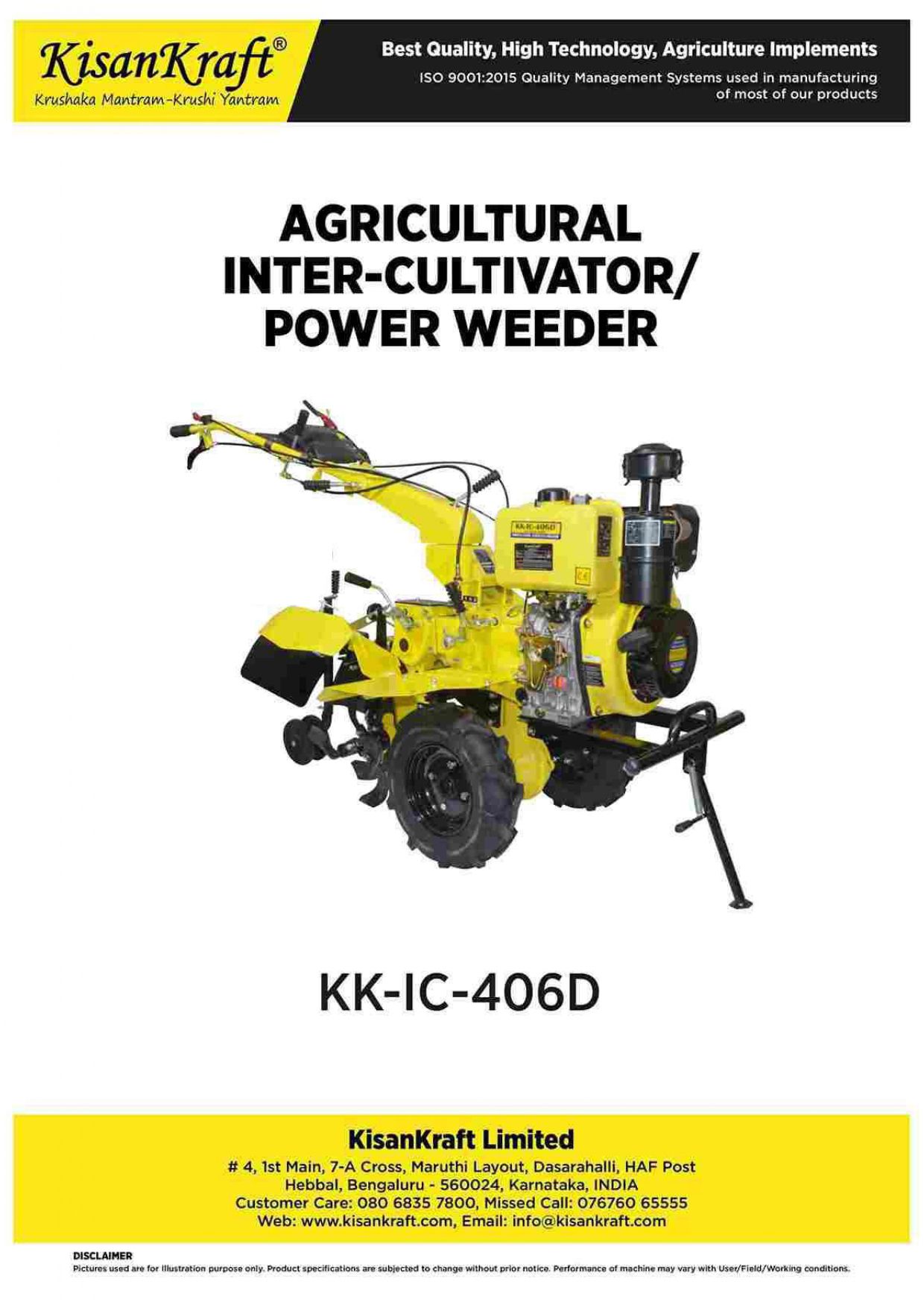 KisanKraft Agricultural Inter-Cultivator/Power Weeder KK-IC-406D
