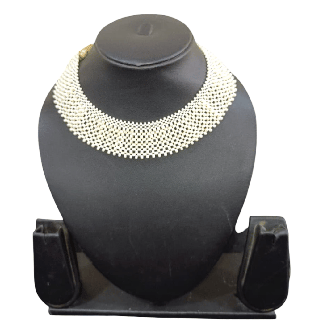 Elegant White Beaded Choker Necklace for Women - Fashion Jewelry