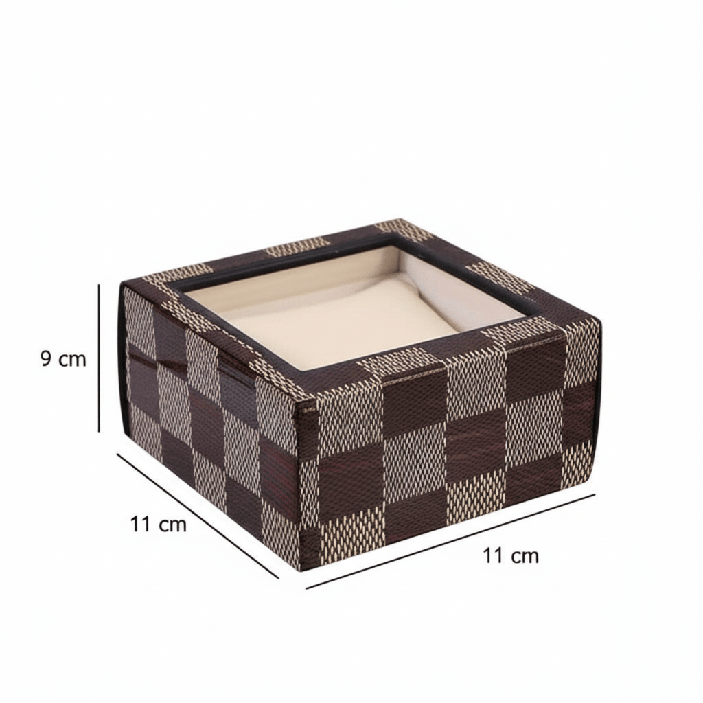 WEKTU Luxury Single Watch Display Storage Box with Checkerboard Pattern