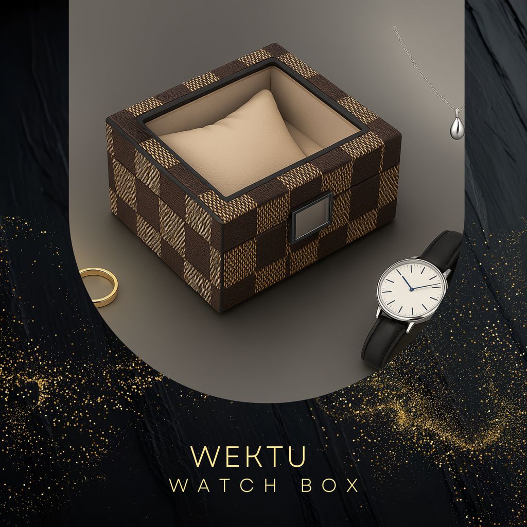 WEKTU Luxury Single Watch Display Storage Box with Checkerboard Pattern