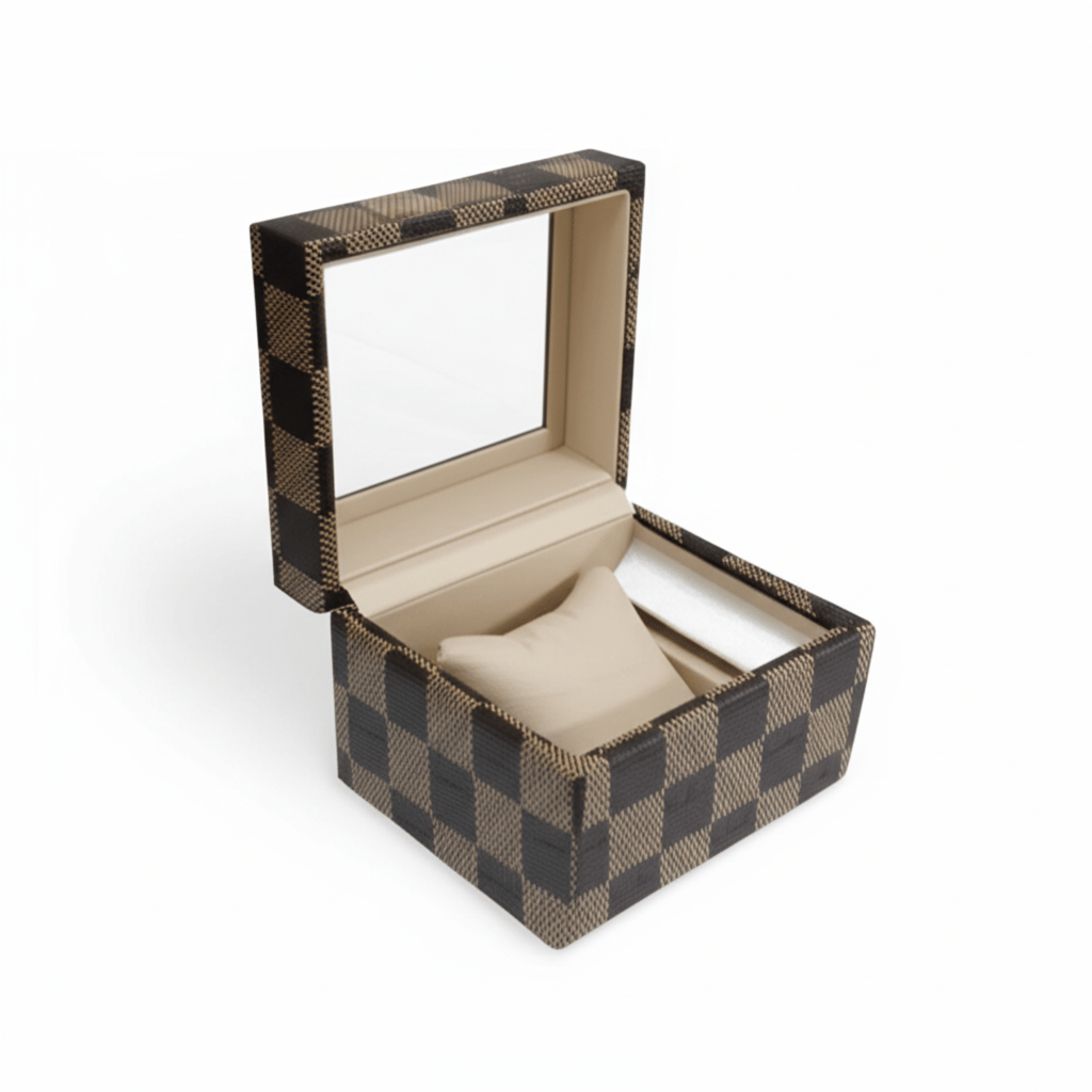 WEKTU Luxury Single Watch Display Storage Box with Checkerboard Pattern
