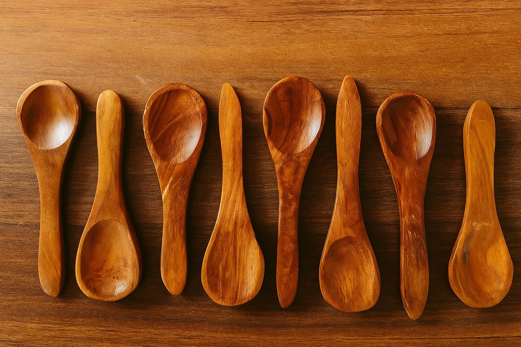 ECOCASK Wooden Masala Spoon for Small Containers, Handmade Wooden Spoon for Tea, Coffee, Sugar, Condiments & Spices, Set of 8 (4 Inch)