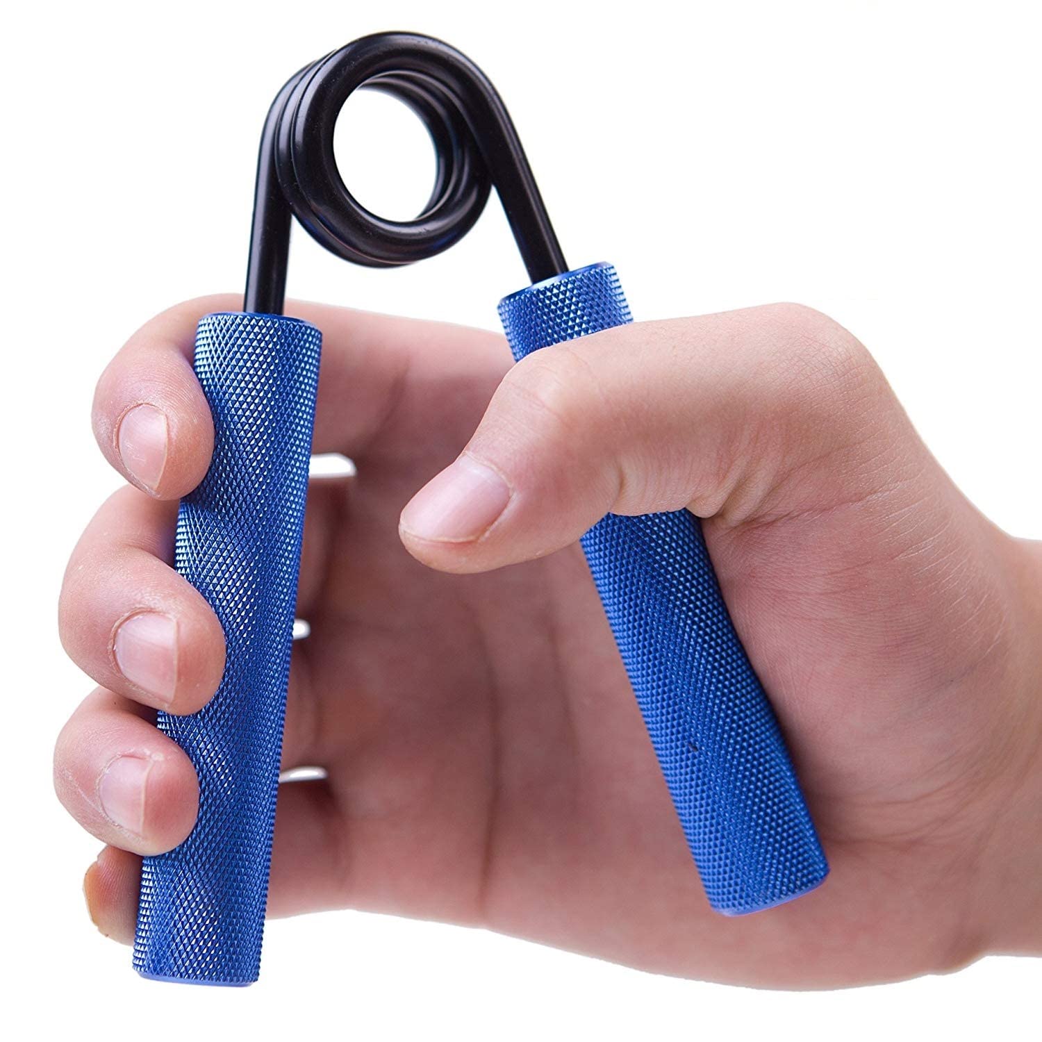 Qawvler Metal Hand Grip Strengthener 200 LBS Steel Spring with Non-slip Knurled Handles Hand Grip/Fitness Grip Blue (Pack of 1)
