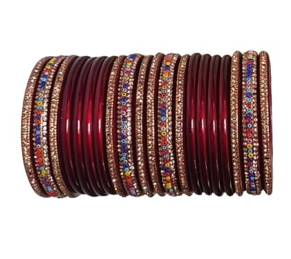 Elegant Maroon & Gold Beaded Traditional Bangle Set for Women Elegant Maroon & Gold Beaded Traditional Bangle Set for Women