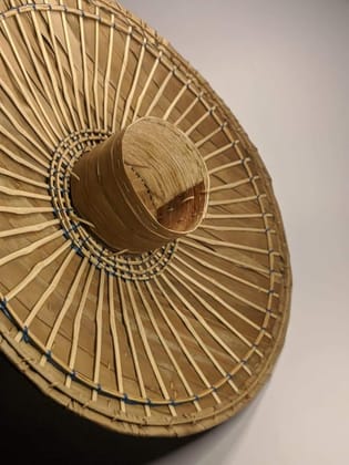 ECOCASK Indian Traditional Bamboo Farmer Hat - Antique Home Decor Wall Hanging - Beige