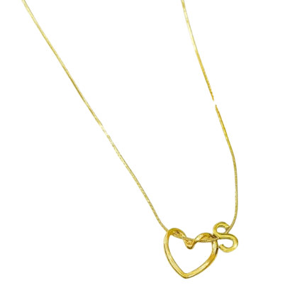 Gold-Toned Heart Initial S Pendant Necklace