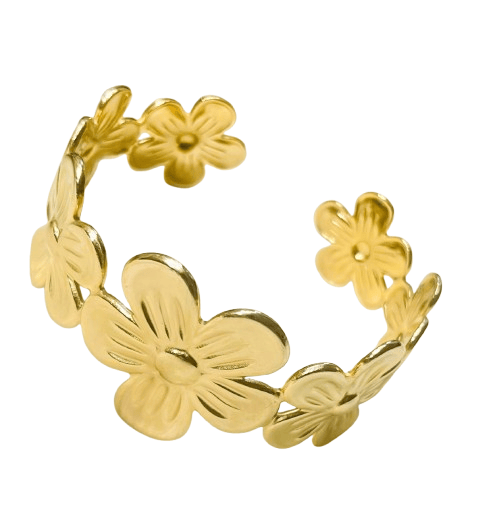 Elegant Gold-finish Floral Cuff Bracelet for Women