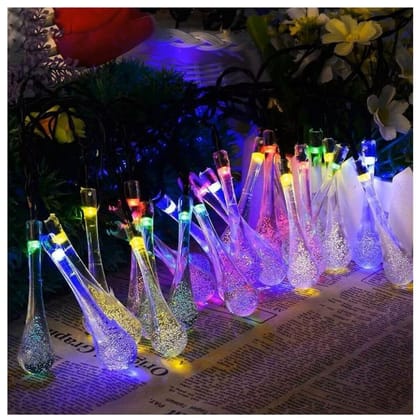 Water Drop String Lights | 20 LED Multi-Color Fairy Lights | Indoor Christmas, Diwali, Festival & Bedroom Décor | Wall Hanging LED Holiday Lights