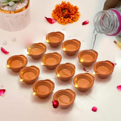 LED Water Sensor Diya Set | Multicolor Battery Operated Diwali Decoration Lights | Smokeless Electric Diyas for Home, Office & Festival Decor