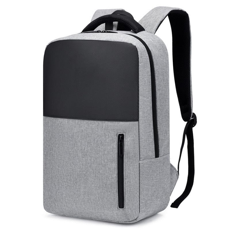 Stylish Light Gray & Black Laptop Backpack for Travel & Daily Use