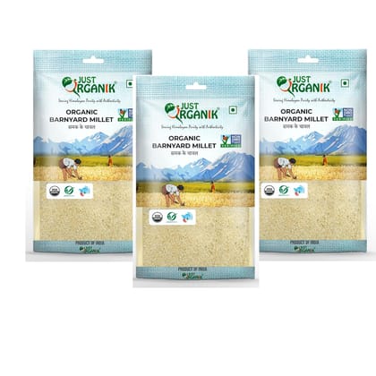 Just Organik Barnyard Millet (Jhangora/ Samak ke chawal/Kuthiravalli) - 1.5 Kg ( 3 x 500g), 100% Organic