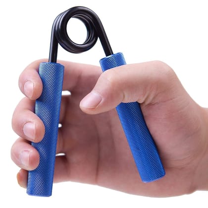 Metal Hand Gripper, Heavy-Duty 200 Lbs Steel Spring, Hand Grip and Wrist Strengthener Blue Textured Grip Handles (Set of 1)