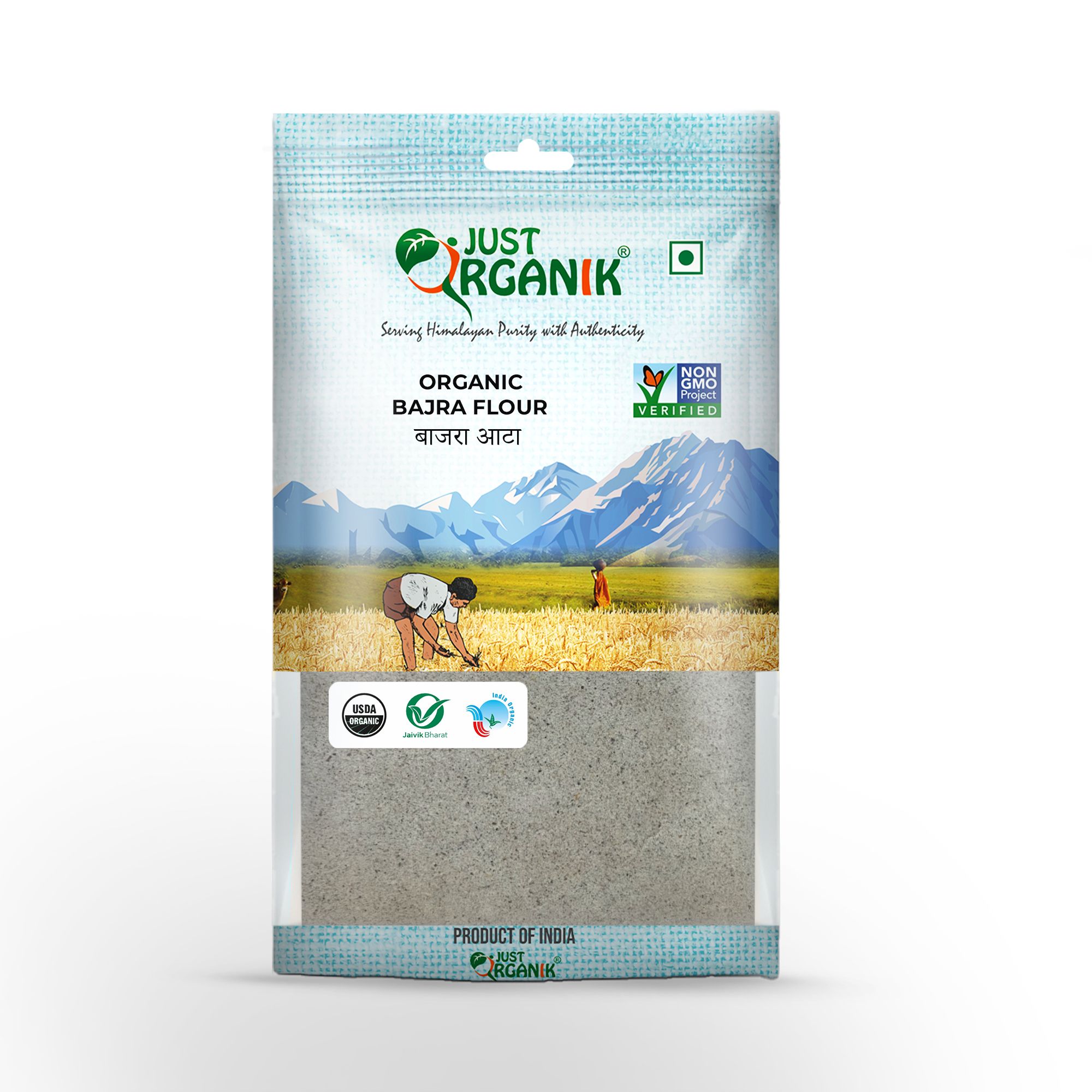 Just Organik Bajra Flour 2 Kg (4x500g), 100% Organic Product