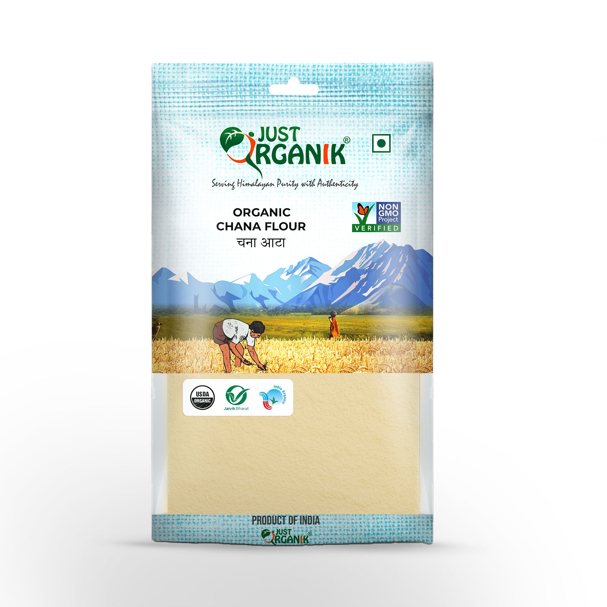 Just Organik Chana Flour 2 Kg (4x500g), 100% Organic Product