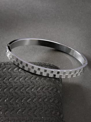 NVR Men Silver-Plated Stainless Steel Kada Bracelet-Silver / Male / Adults