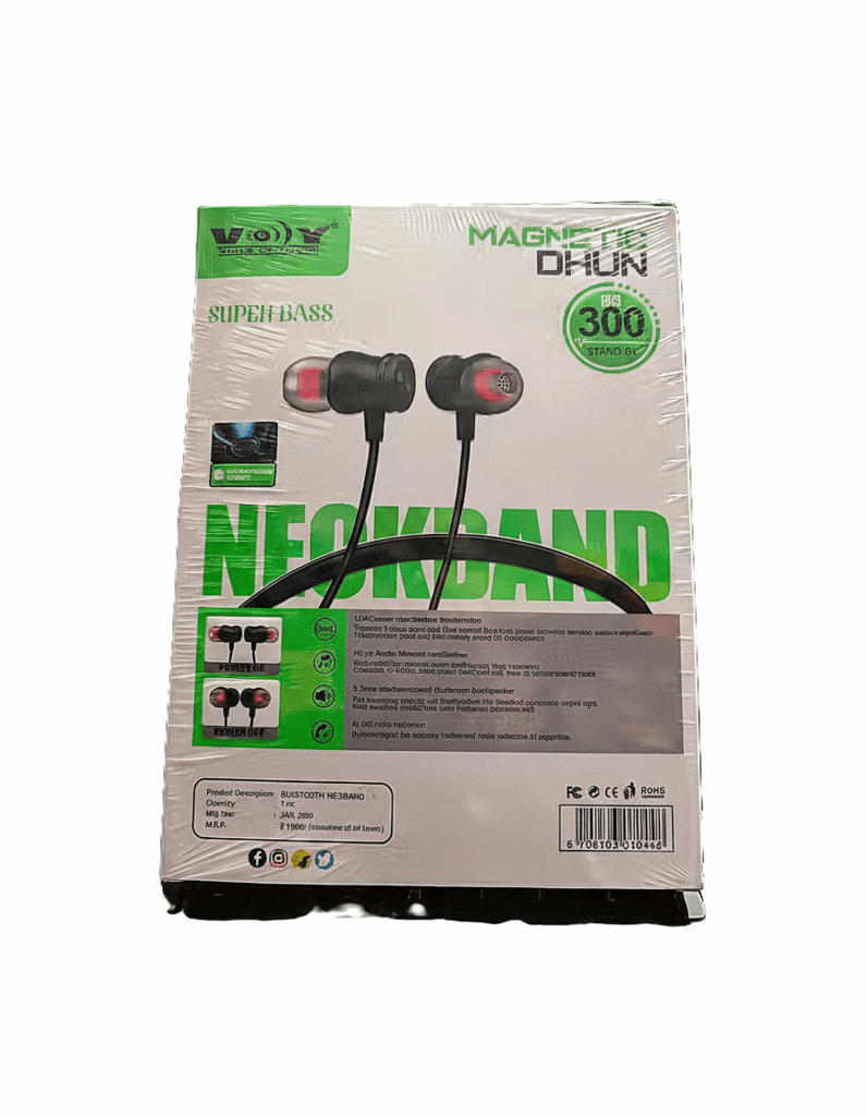 VOY (Voice Of Youth) Magnetic Dhun Bluetooth Neckband Super Bass, 90Hr Playtime, IPX5 Water Resistant, 9.2mm Drivers, Magnetic Earbuds, (Multicolour)