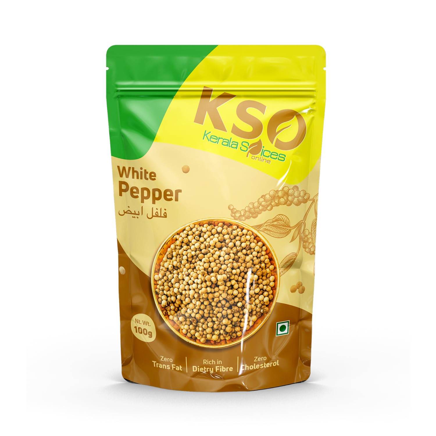 Kerala Spices Natural White Pepper Whole Spices 1kg Safed Mirch Preservatives Free Peppercorns