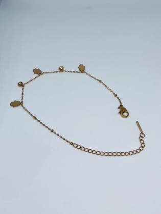 Gold Plated Hamsa Charm Anklet with Crystal Detail