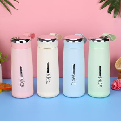 Nice Glass Water Bottle (400 ML) (Multicolor) - 2 Pcs | Randomly Assorted