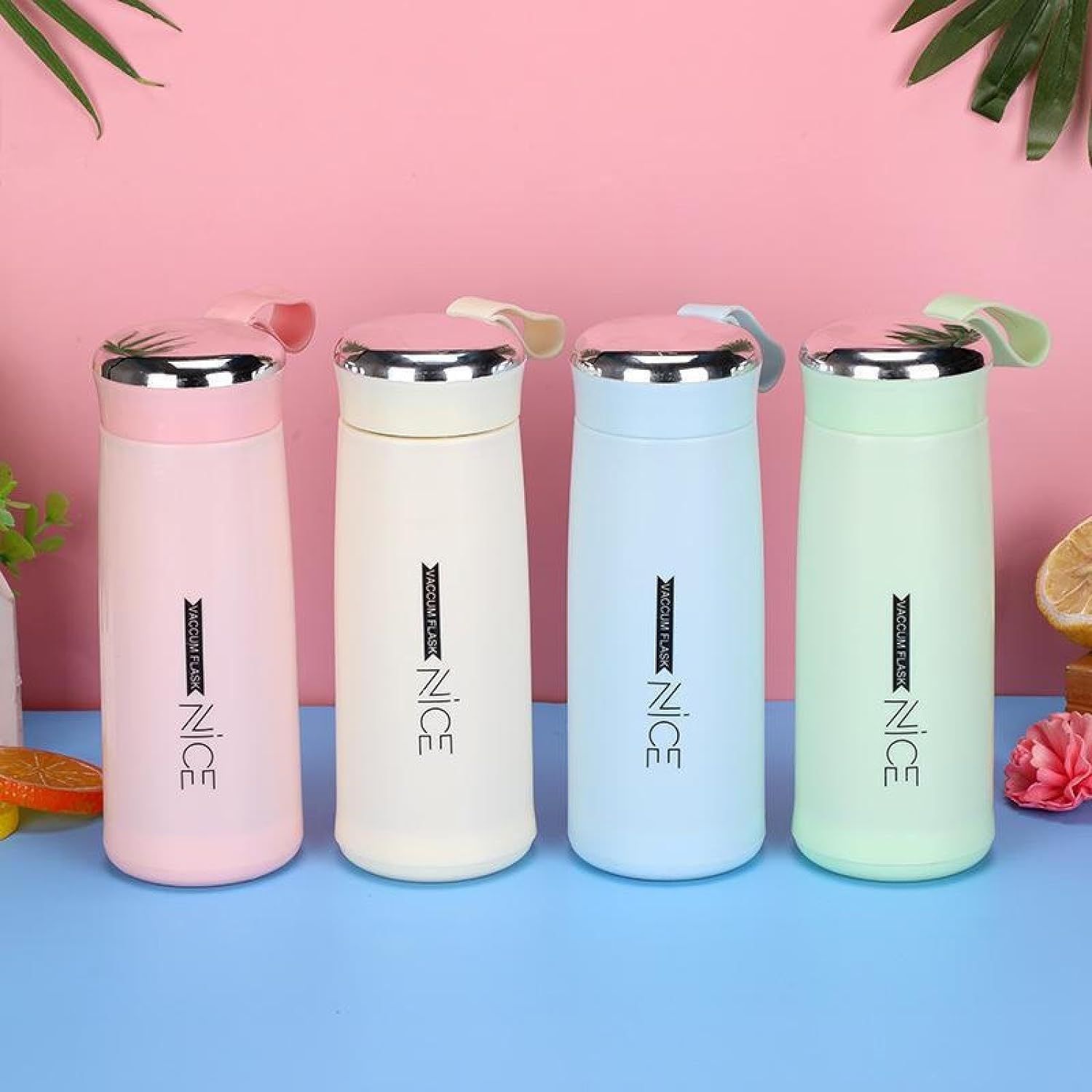Nice Glass Water Bottle (400 ML) (Multicolor) - 2 Pcs | Randomly Assorted