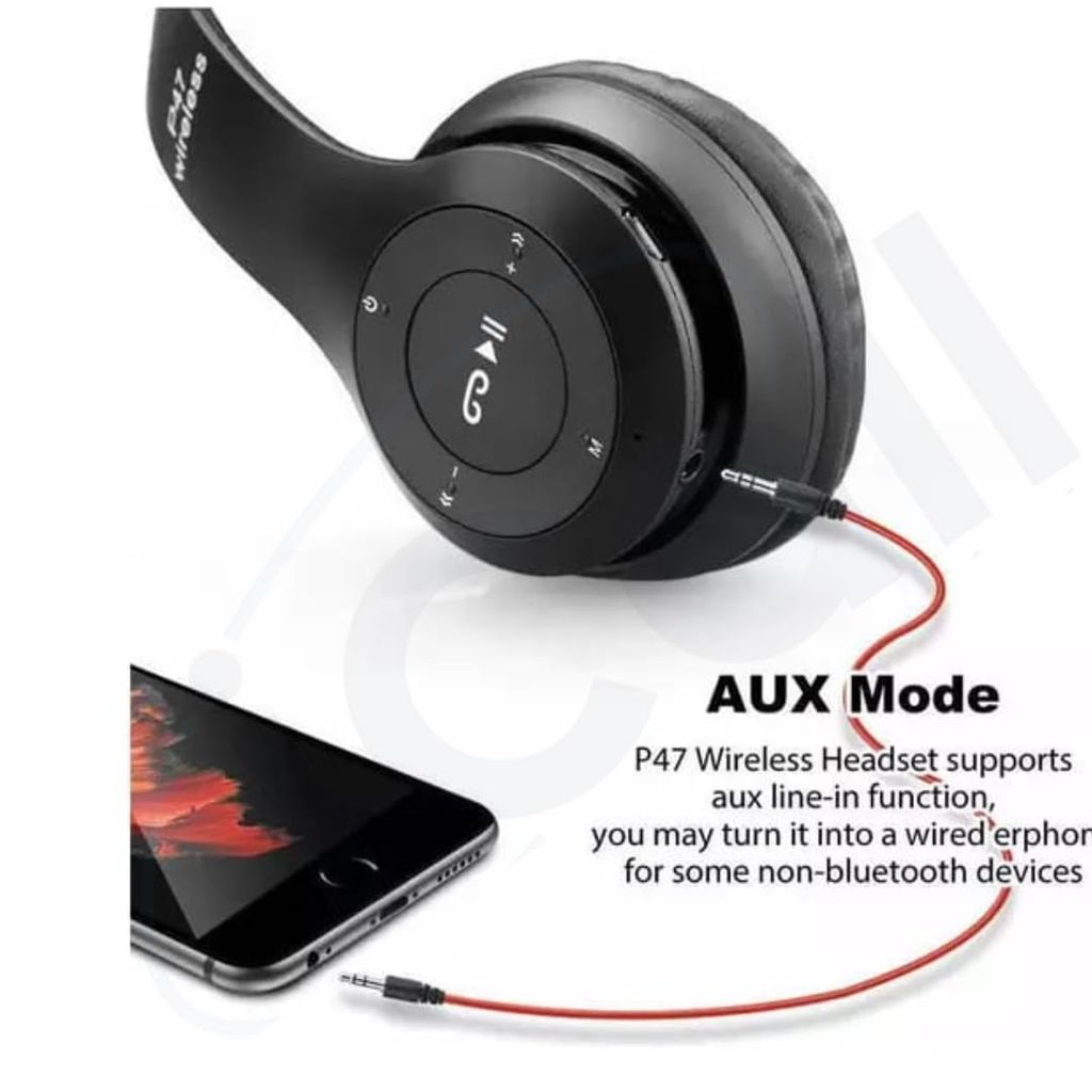P47 Wireless/Bluetooth Over Ear Headphone With Sd Card Slot Bluetooth Headset (Multi Colour)