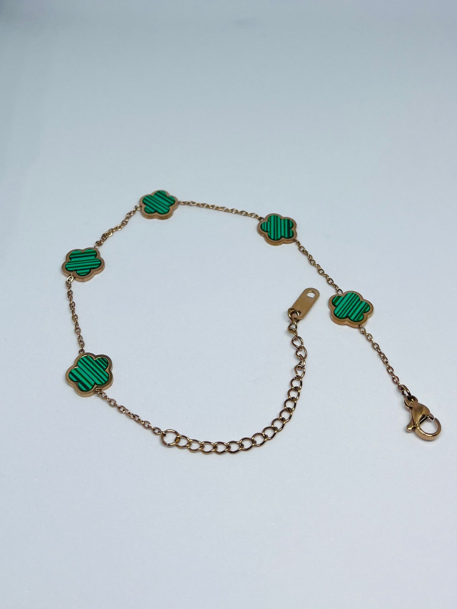 Elegant Gold Plated Green Clover Charm Bracelet for Women