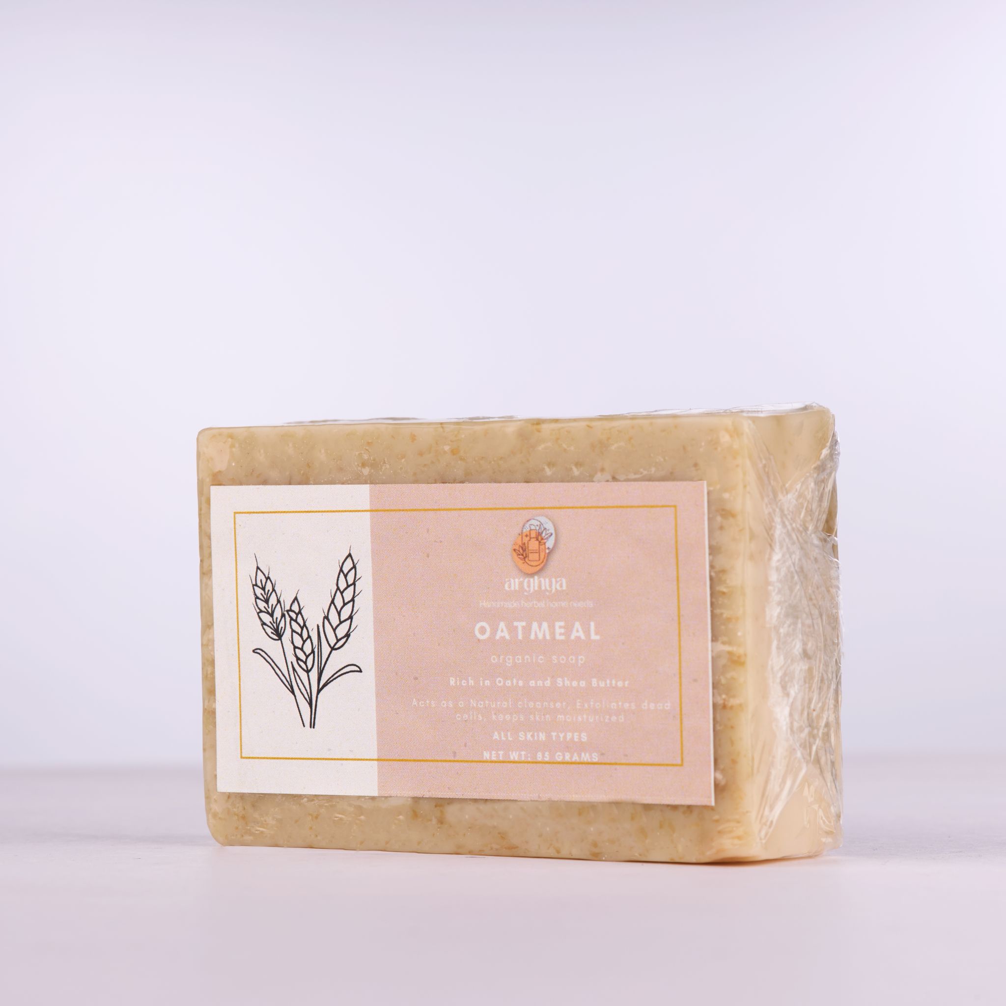Arghya Handmade Herbal Oatmeal Organic Soap with Oats & Shea Butter, 85g