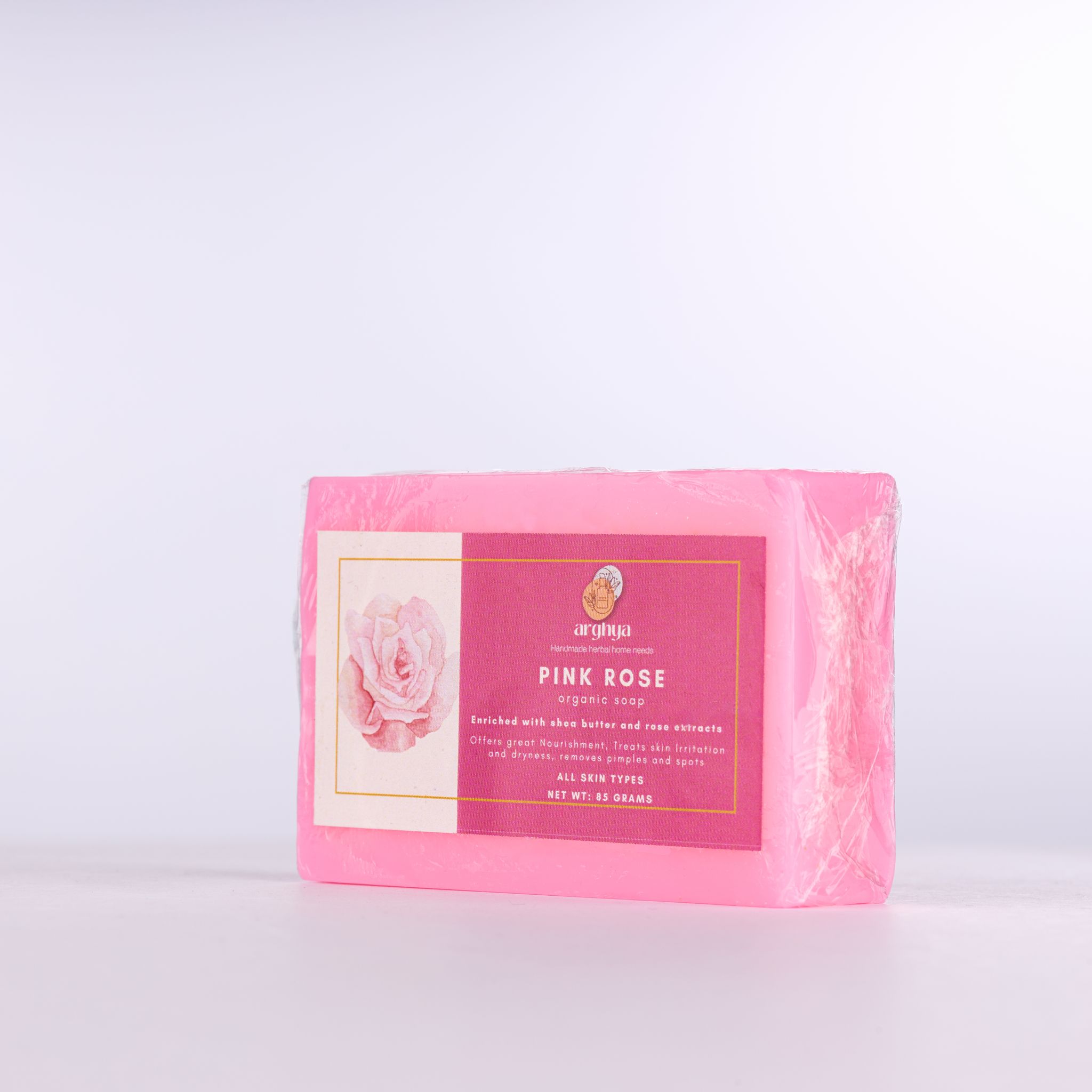Arghya Pink Rose Organic Soap with Shea Butter & Rose Extracts for All Skin Types