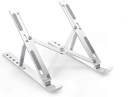 Aluminum Laptop Stand, MacBook Stand, Portable Laptop Stand, Gaming Laptop Stand, Foldable Laptop Stand, Compatibility Upto 15.6-Inch Laptop, Tab, and Mobile (Multicolour)