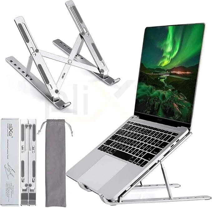Aluminum Laptop Stand, MacBook Stand, Portable Laptop Stand, Gaming Laptop Stand, Foldable Laptop Stand, Compatibility Upto 15.6-Inch Laptop, Tab, and Mobile (Multicolour)