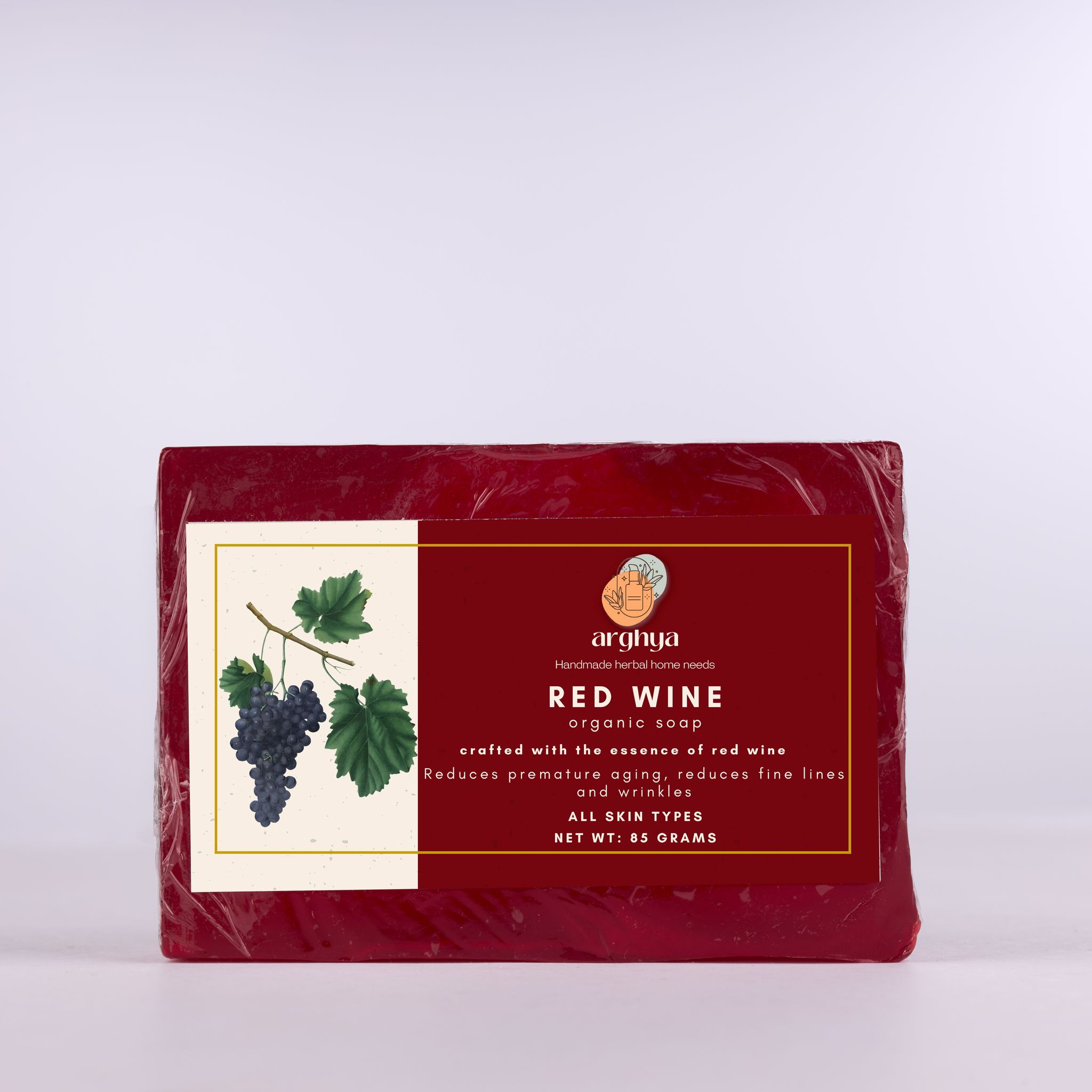 Arghya Red Wine Organic Anti-Aging Soap for All Skin Types, 85g