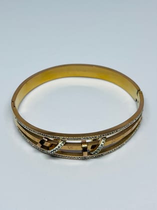 Elegant Gold Plated Crystal & Roman Numeral Bangle Bracelet for Women
